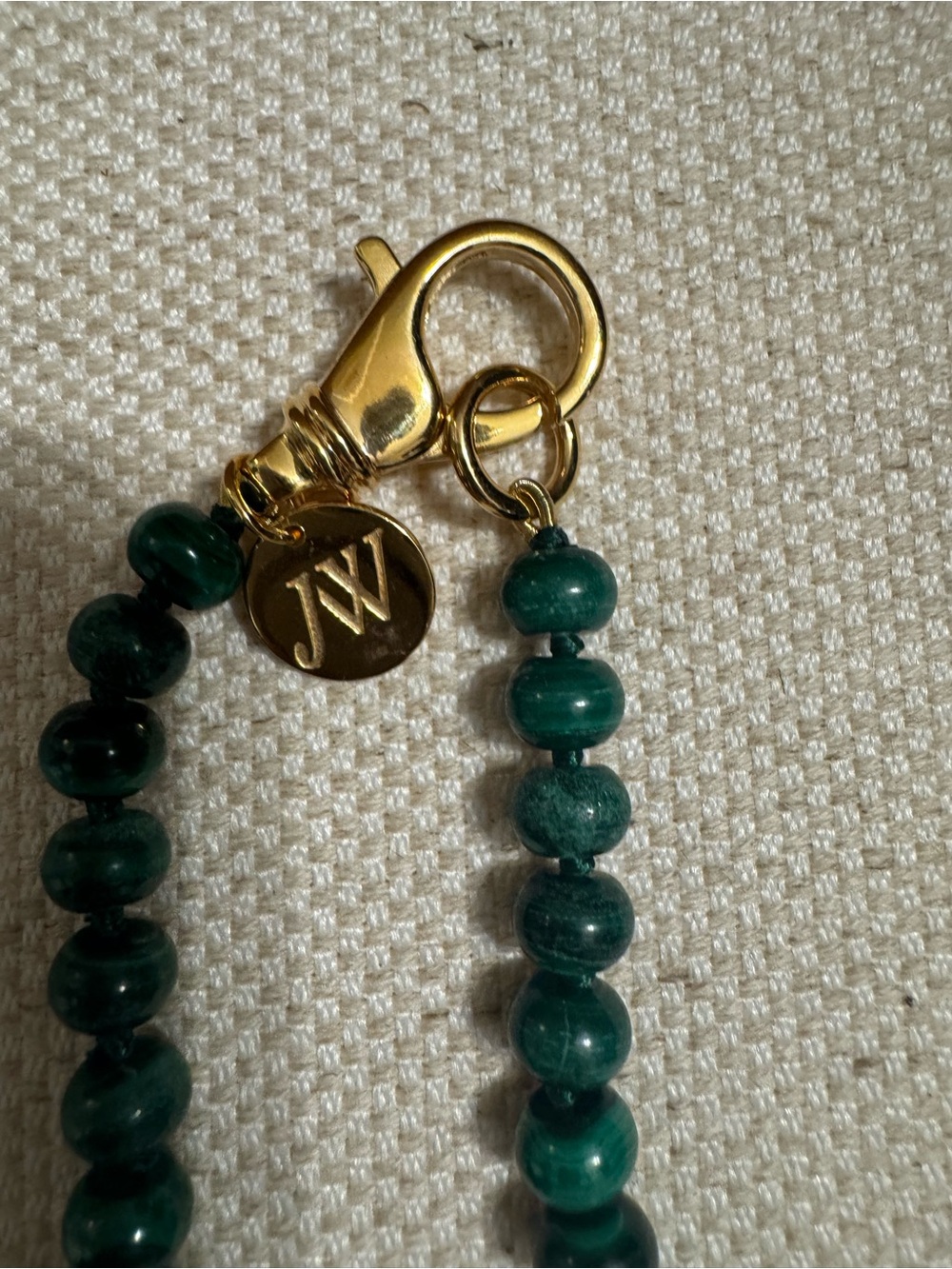 Jane Win 16” Malachite Bead Necklace with 14k Gold Plating Clasp - Picture 2 of 4